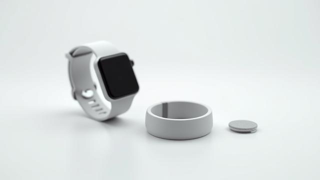 Variety of modern wearable health devices: a sleek smartwatch, a minimalist smart ring, and a discrete health patch, arranged cleanly